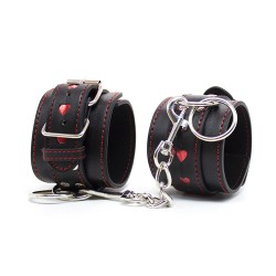 heart decorated bondage cuffs