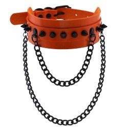 rivet collar with double black chain